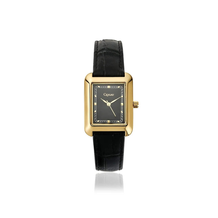 Clogau Ladies Timeless Gold & Black Leather Watch