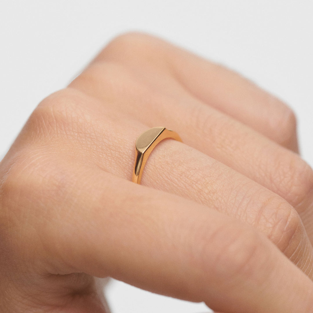 PDPAOLA Gold Half Circle Mini Stamp Ring