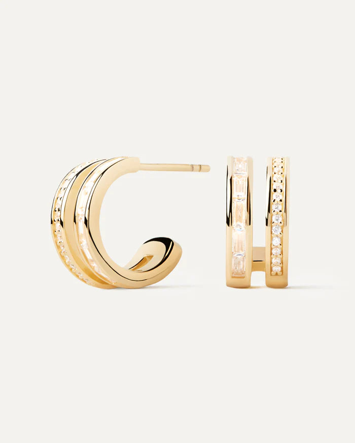 PDPAOLA Gold Double Band Hoop Earrings