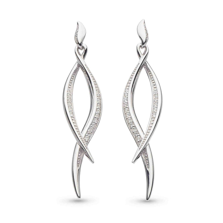 Kit Heath Silver Entwine Twine Twist Pave Stud Earrings