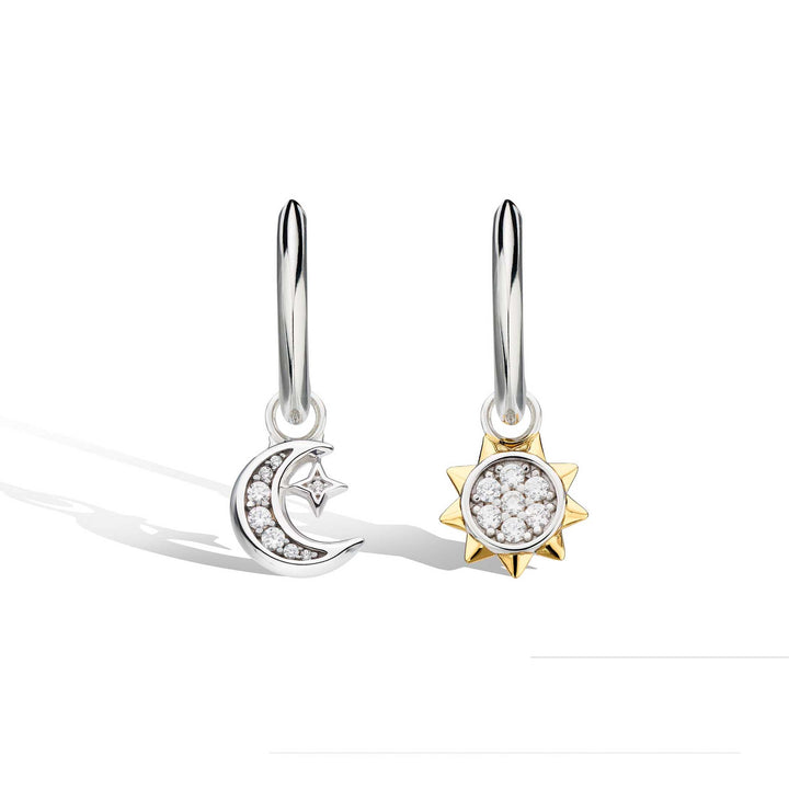 Kit Heath Silver Celeste Pave Sun & Crescent Moon Earrings