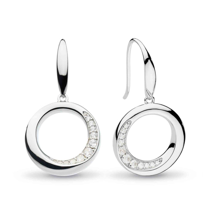 Kit Heath Silver Bevel Cirque Pave Drop Earrings