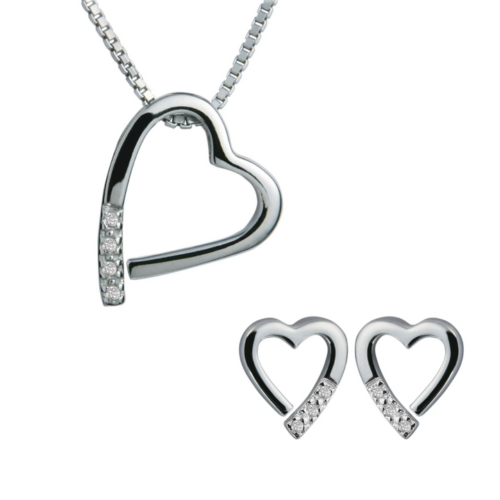 Hot Diamonds Silver Romantic Necklace & Earrings Set