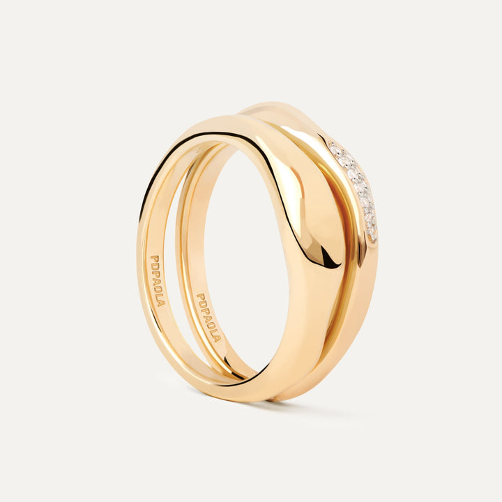 PDPAOLA Gold Onda Ring Set