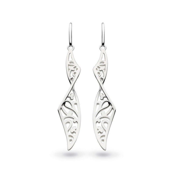 Kit Heath Silver Blossom Flourish Twist Drop Earrings