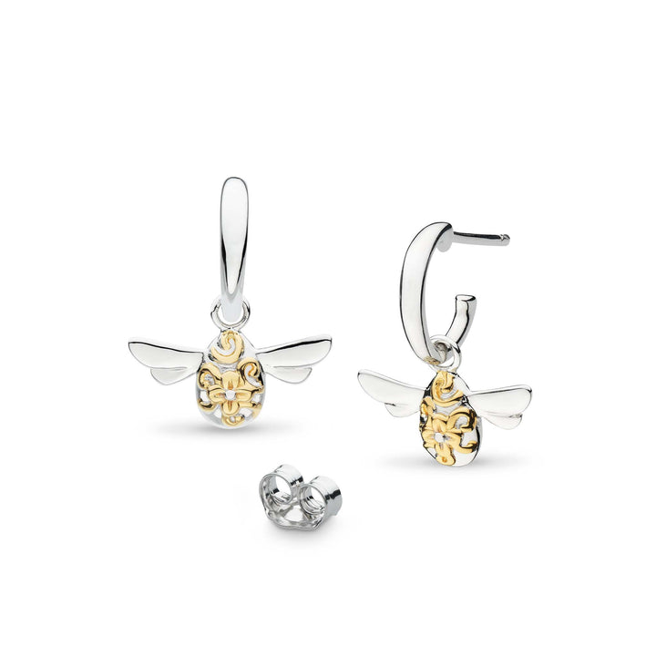 Kit Heath Silver Blossom Flyte Honey Bee Drop Earrings