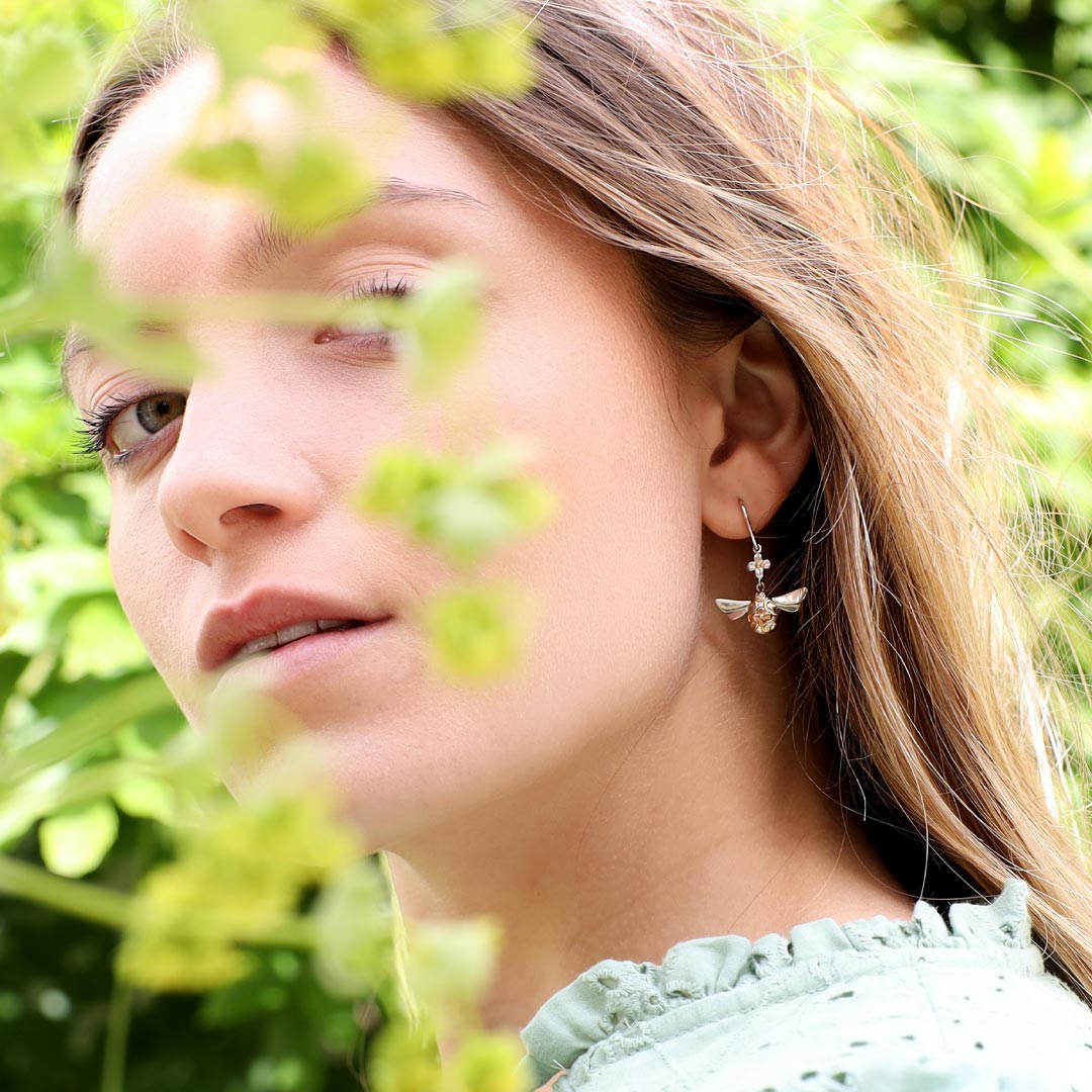 Kit Heath Silver Blossom Flyte Queen Honey Bee Earrings