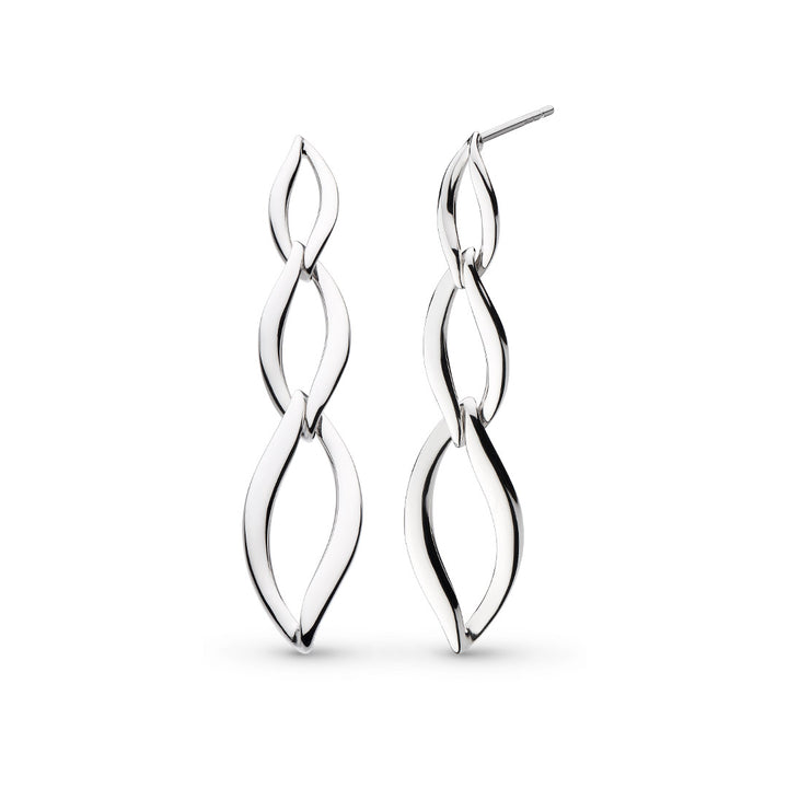 Kit Heath Silver Entwine Twine Trio Link Earrings