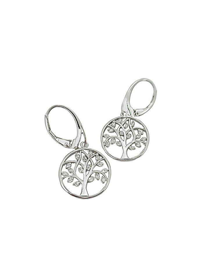 ol&co Silver Tree of Life Drop Earrings