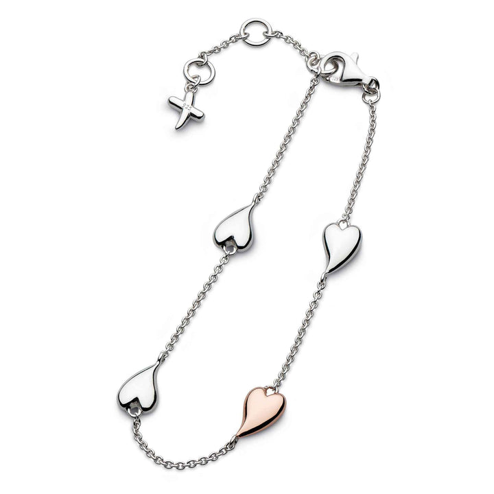 Kit Heath Silver Desire Kiss Blush Heart Station Bracelet