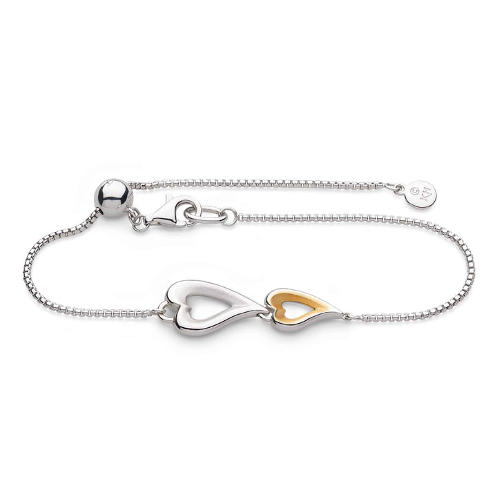 Kit Heath Silver Desire Love Story Double Heart Slider Bracelet