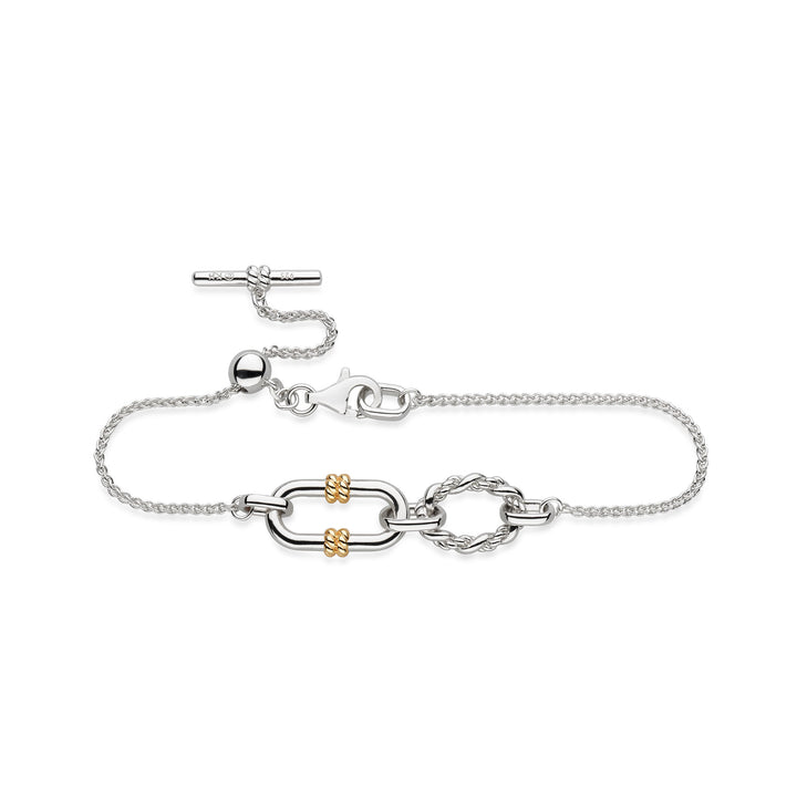 Kit Heath Silver Marina Rope Link Golden Slider Bracelet