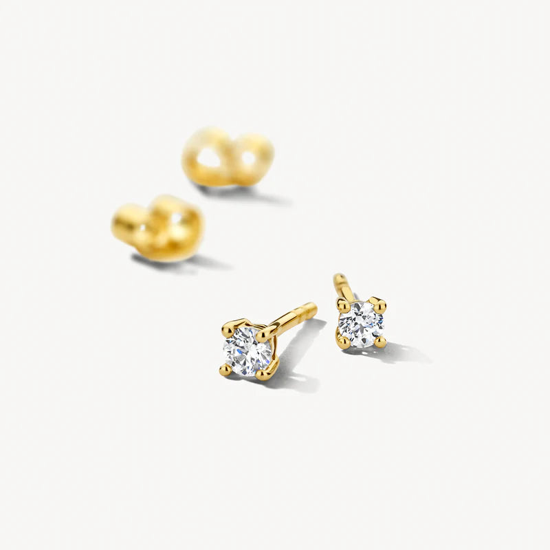 Blush 14ct Solid Gold Zirconia Stud Earrings