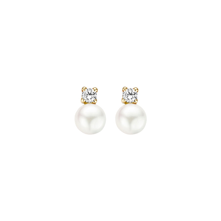 Blush 14ct Solid Gold Fresh Water Pearl and Zirconia Earrings