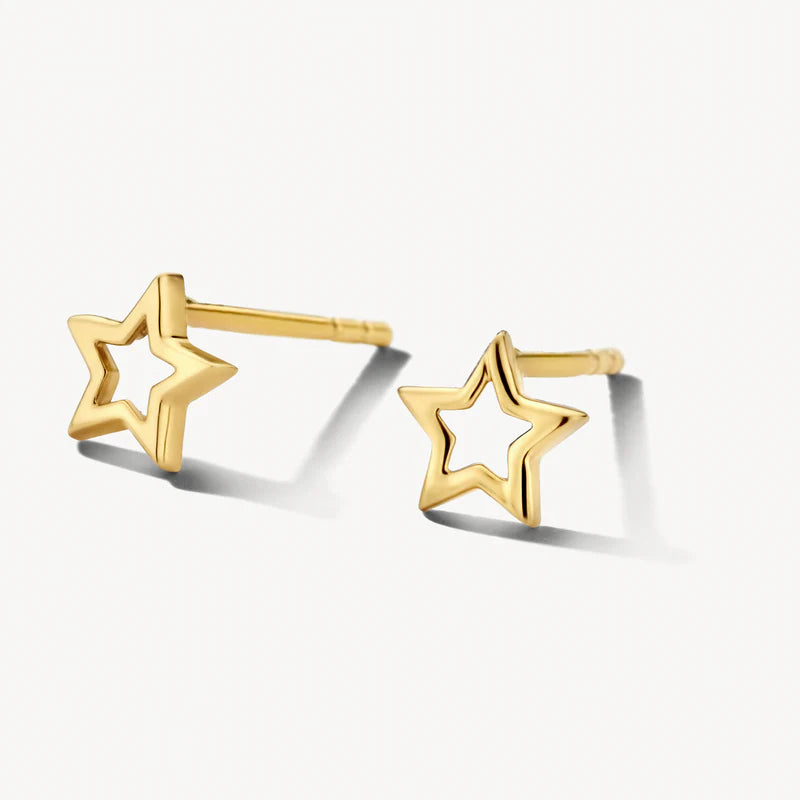 Blush 14ct Solid Gold Open Star Stud Earrings