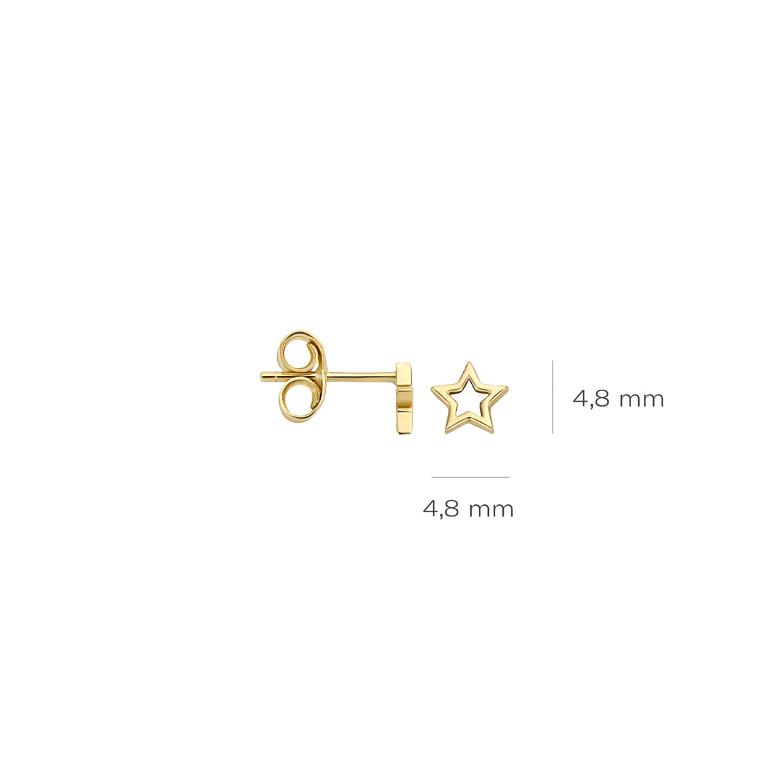 Blush 14ct Solid Gold Open Star Stud Earrings