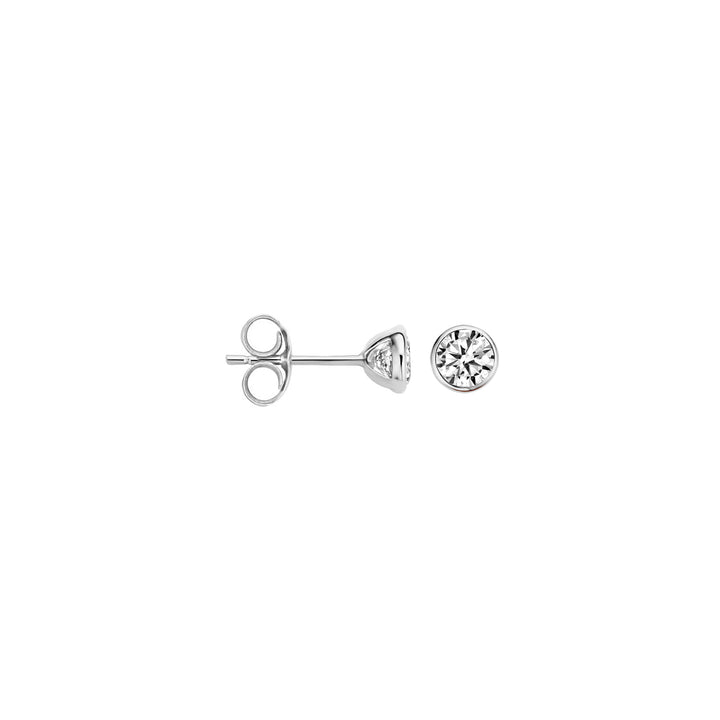 Blush 14ct White Gold Round Zirconia Stud Earrings