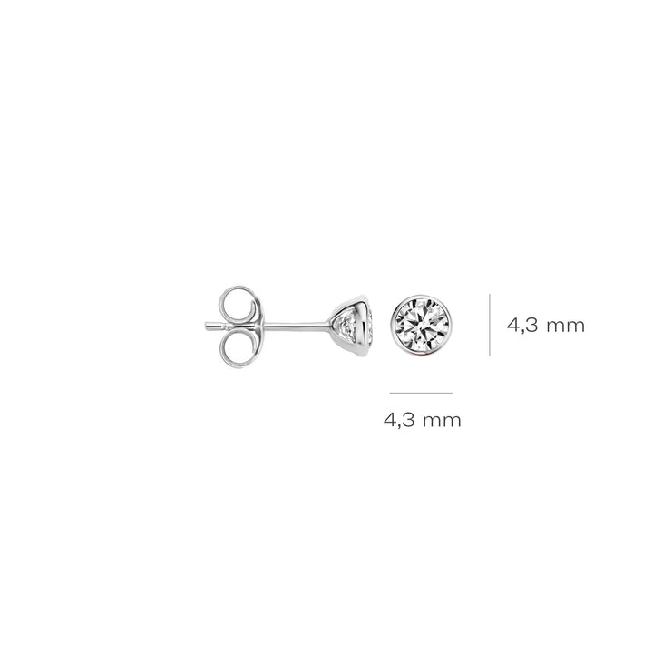 Blush 14ct White Gold Round Zirconia Stud Earrings