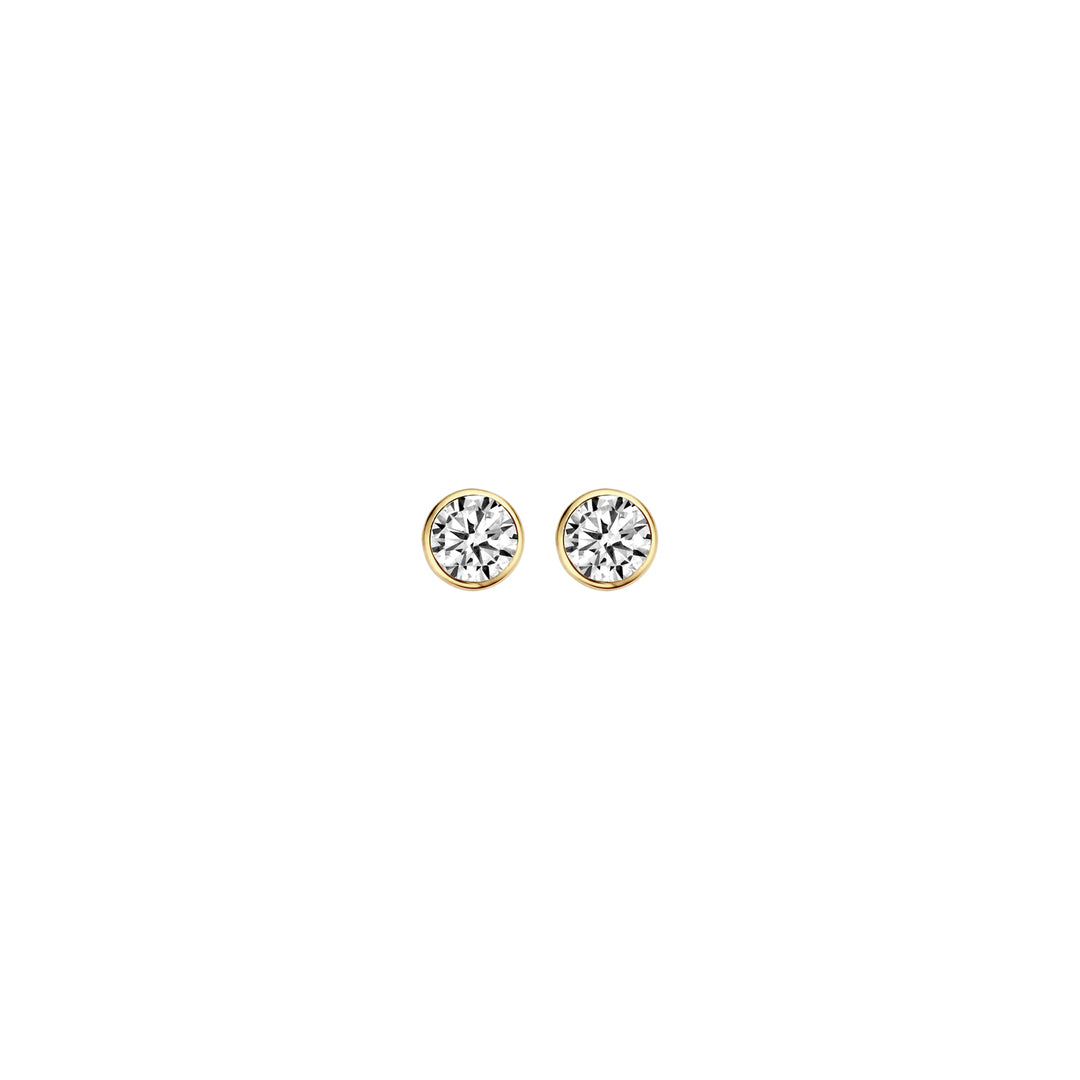 Blush 14ct Solid Gold Round Zirconia Stud Earrings