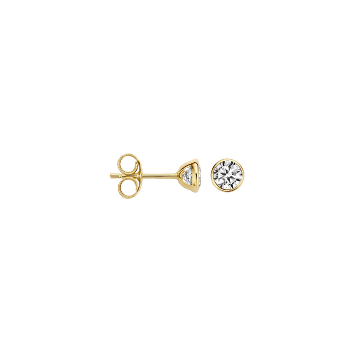 Blush 14ct Solid Gold Round Zirconia Stud Earrings