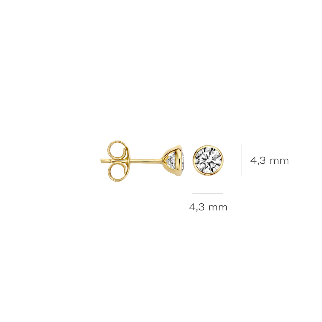 Blush 14ct Solid Gold Round Zirconia Stud Earrings