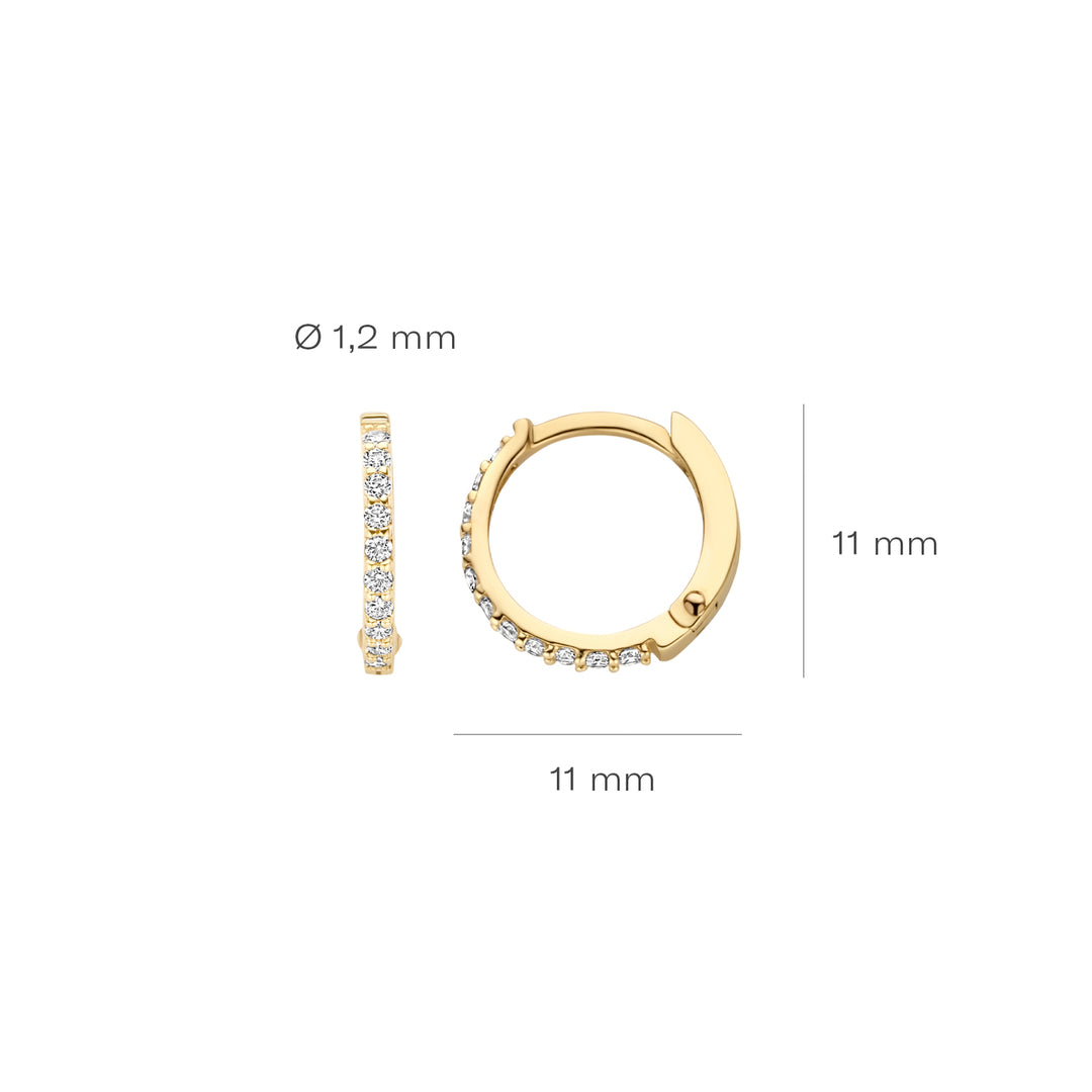 Blush 14ct Solid Gold Zirconia Huggie Hoop Earrings