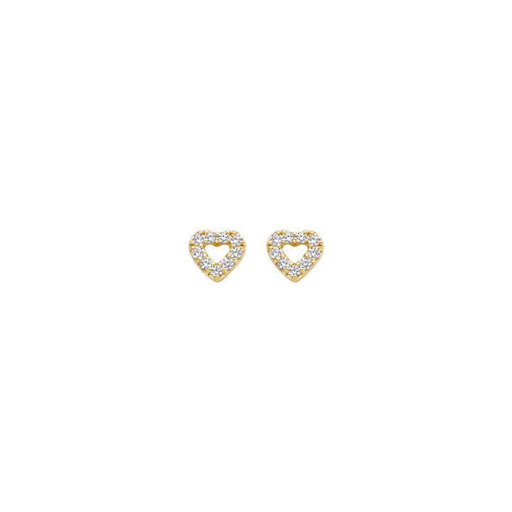 Blush 14ct Solid Gold Heart Zirconia Stud Earrings