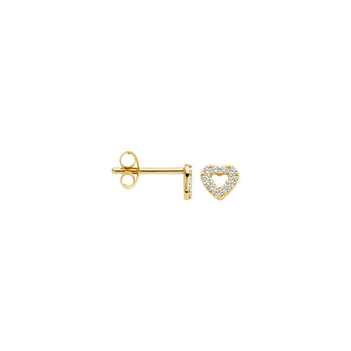 Blush 14ct Solid Gold Heart Zirconia Stud Earrings