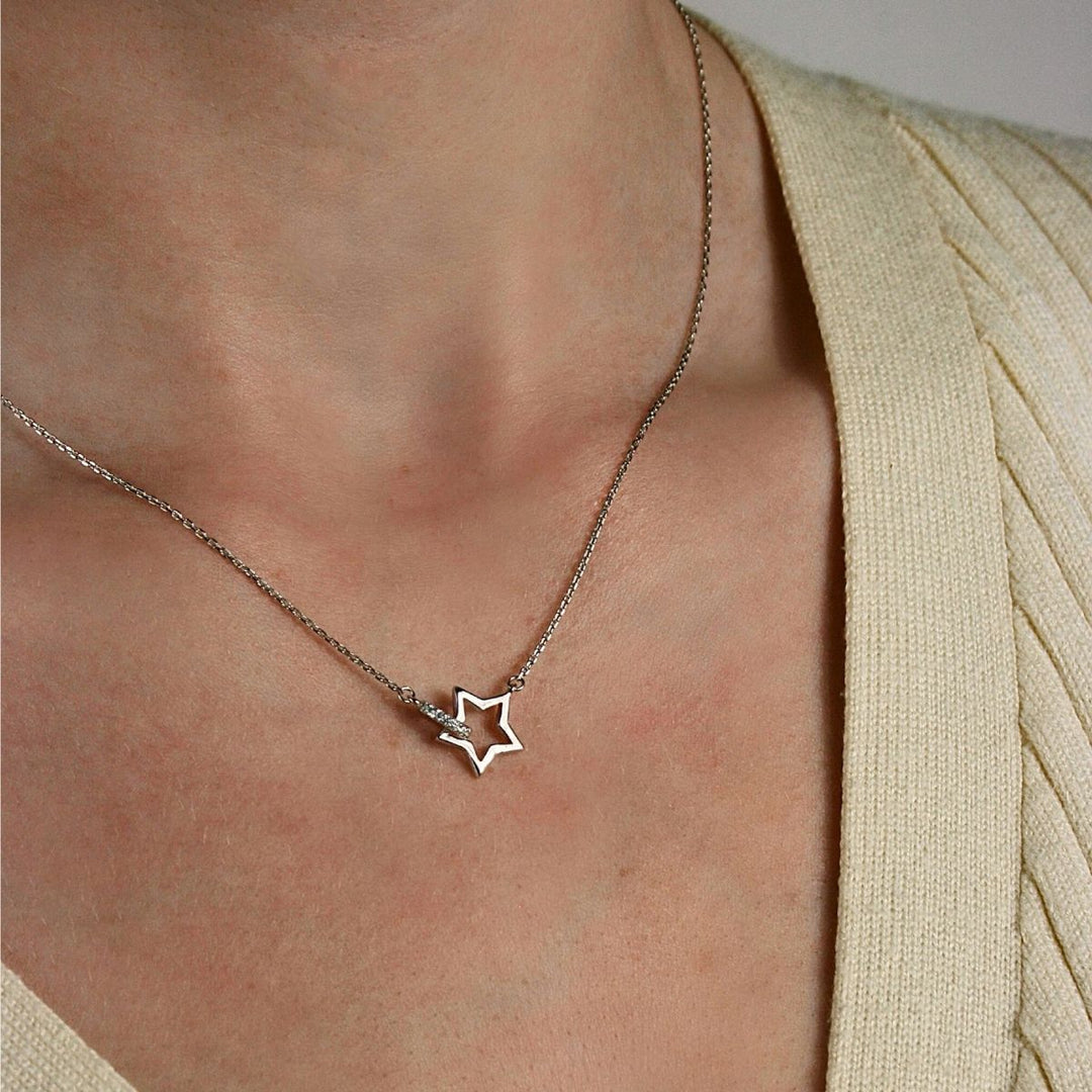 FREE GIFT When You Spend £99: Mococo Silver Christmas Star Necklace