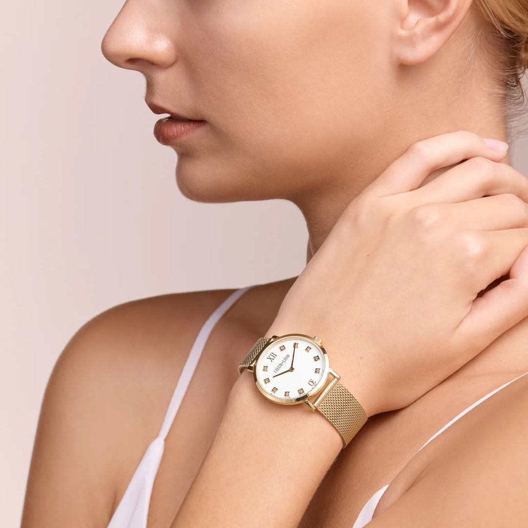 Coeur De Lion Gold Sunray Milanese Round Stainless Steel Watch