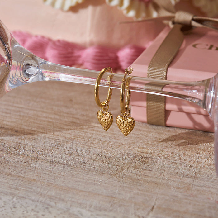 ChloBo Gold Patterned Heart Hoops