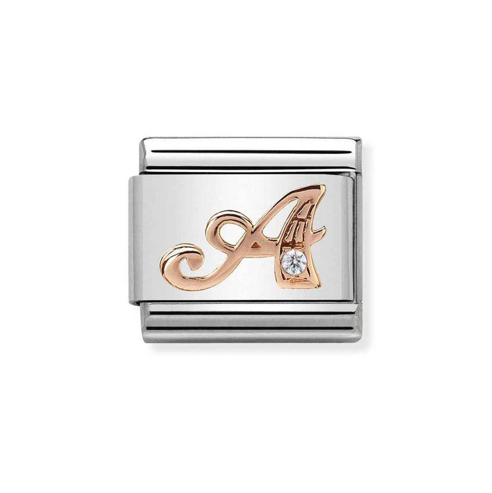 Nomination Rose Gold Classic Zirconia Letter Initials A-Z Charms