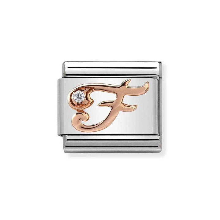 Nomination Rose Gold Classic Zirconia Letter Initials A-Z Charms