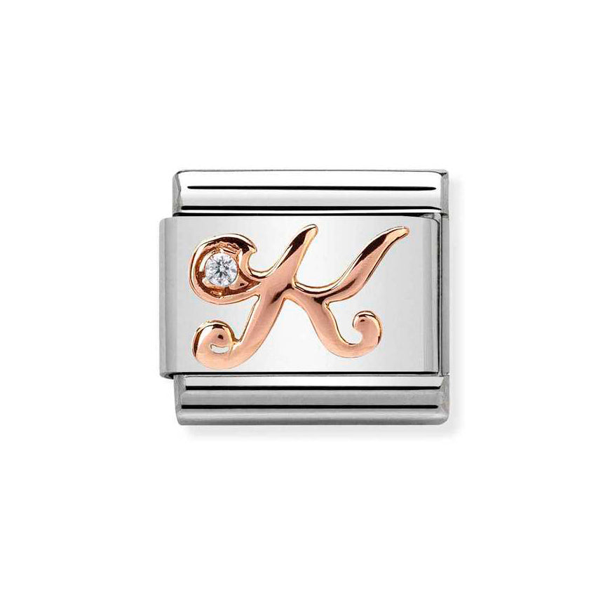 Nomination Rose Gold Classic Zirconia Letter Initials A-Z Charms