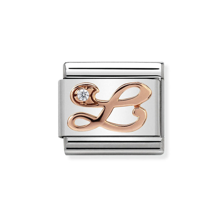 Nomination Rose Gold Classic Zirconia Letter Initials A-Z Charms