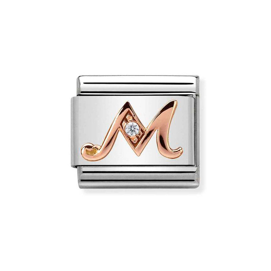 Nomination Rose Gold Classic Zirconia Letter Initials A-Z Charms