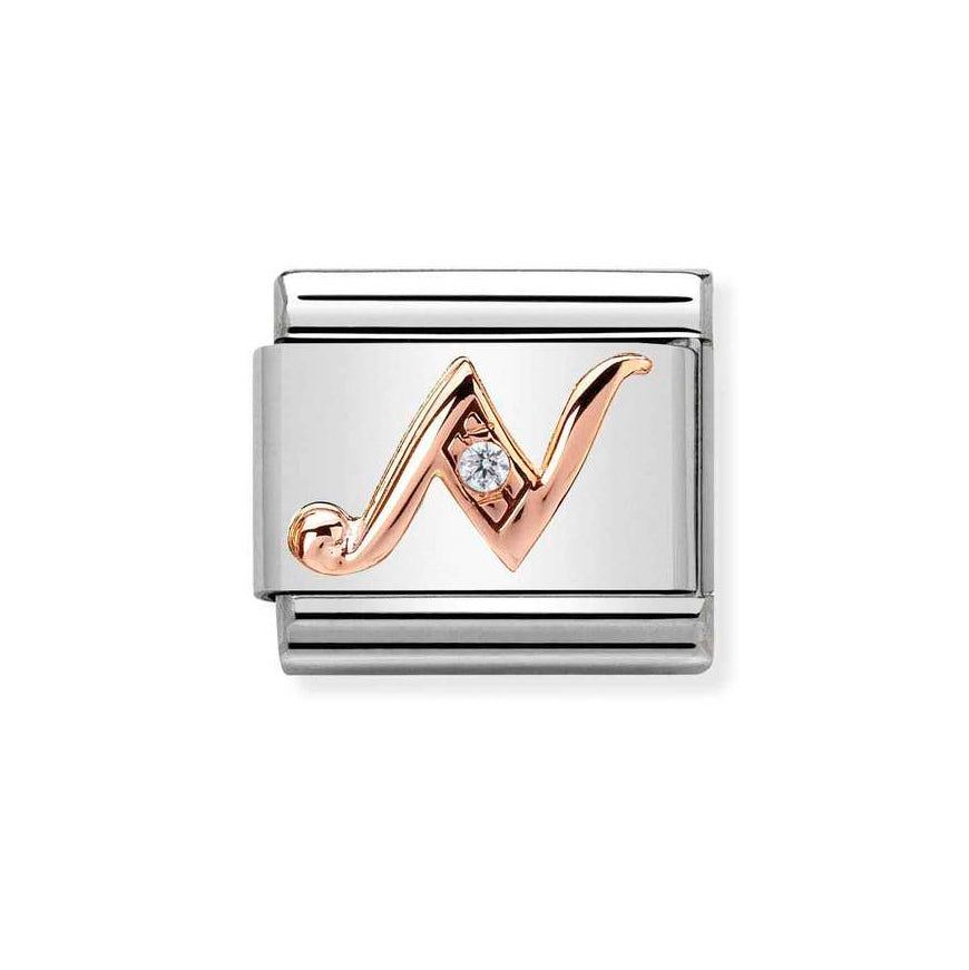 Nomination Rose Gold Classic Zirconia Letter Initials A-Z Charms