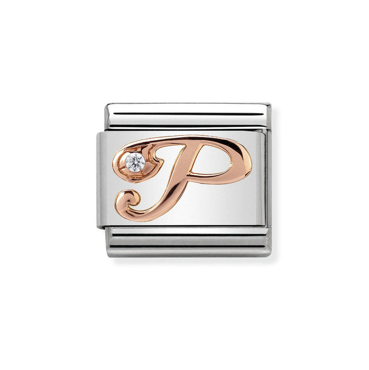 Nomination Rose Gold Classic Zirconia Letter Initials A-Z Charms