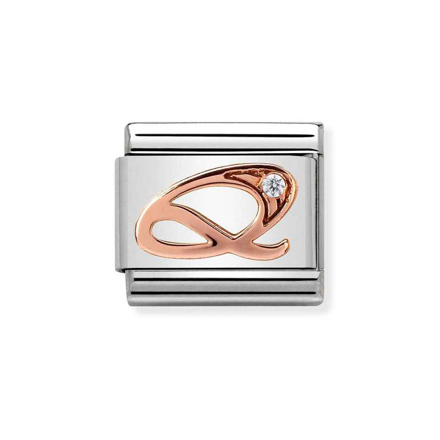 Nomination Rose Gold Classic Zirconia Letter Initials A-Z Charms