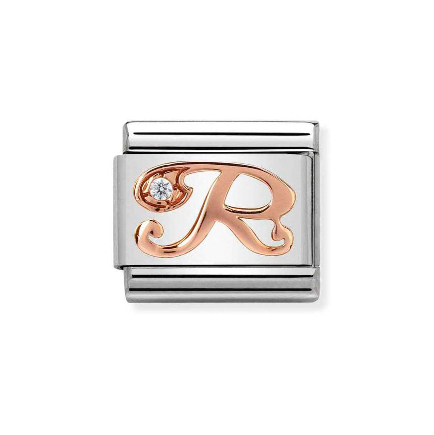 Nomination Rose Gold Classic Zirconia Letter Initials A-Z Charms