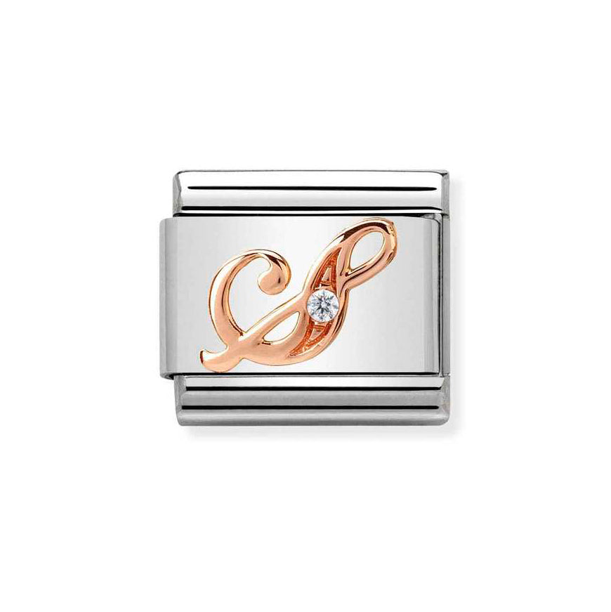 Nomination Rose Gold Classic Zirconia Letter Initials A-Z Charms