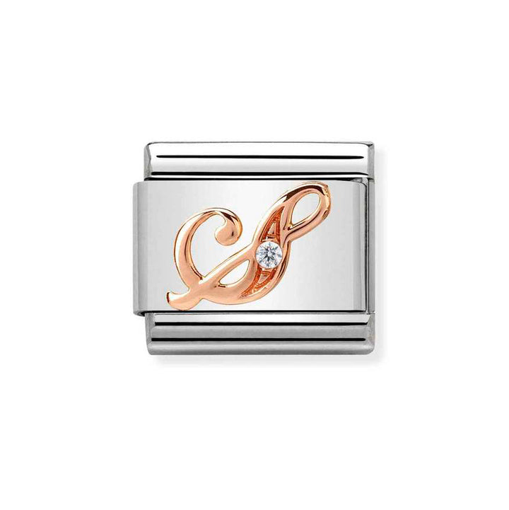 Nomination Rose Gold Classic Zirconia Letter Initials A-Z Charms