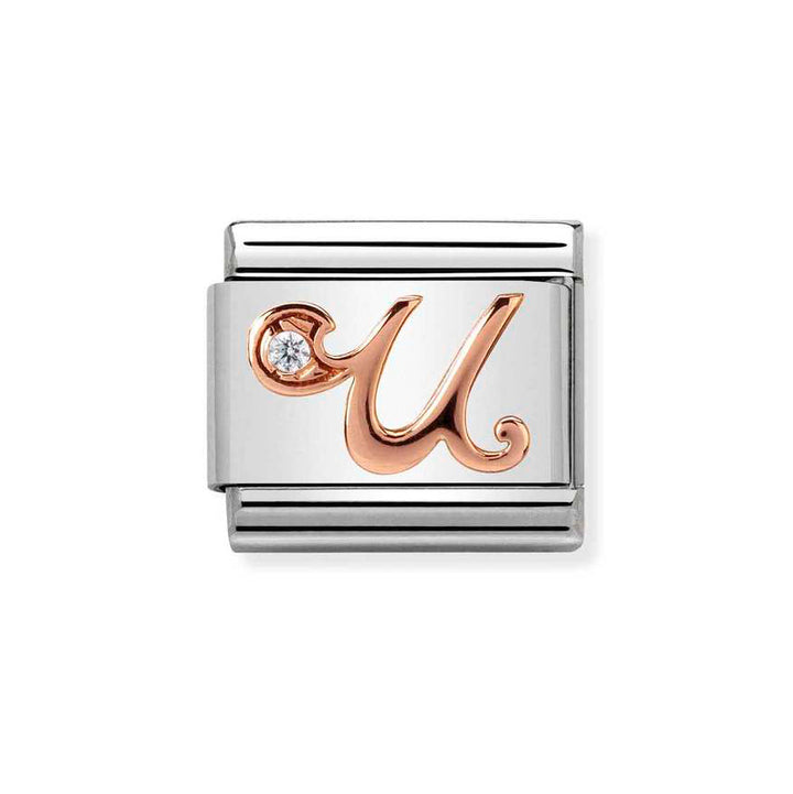 Nomination Rose Gold Classic Zirconia Letter Initials A-Z Charms