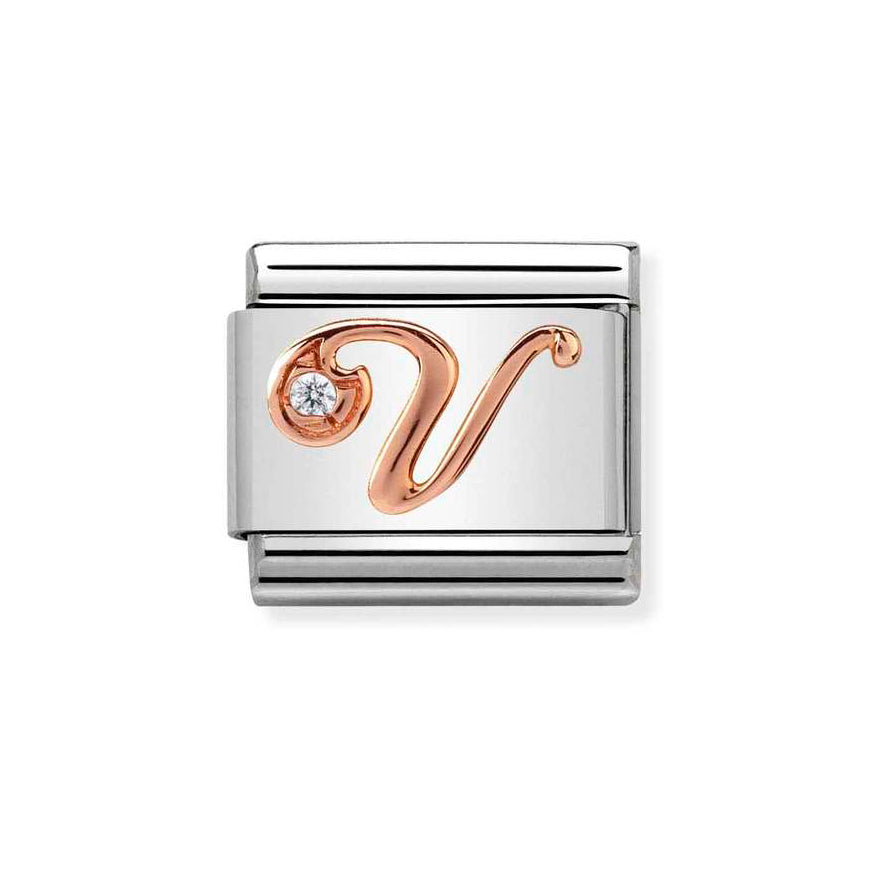 Nomination Rose Gold Classic Zirconia Letter Initials A-Z Charms