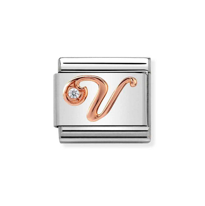 Nomination Rose Gold Classic Zirconia Letter Initials A-Z Charms