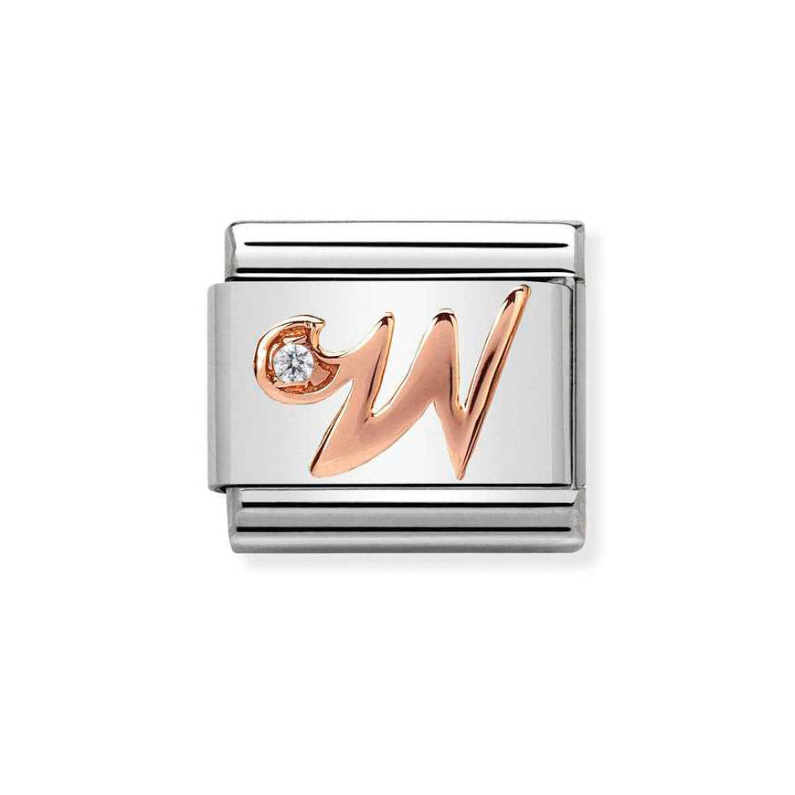 Nomination Rose Gold Classic Zirconia Letter Initials A-Z Charms