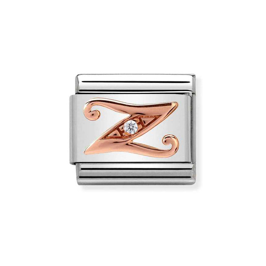 Nomination Rose Gold Classic Zirconia Letter Initials A-Z Charms