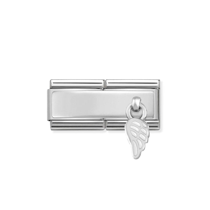 Nomination Classic Silver Engravable Double White Wing Charm