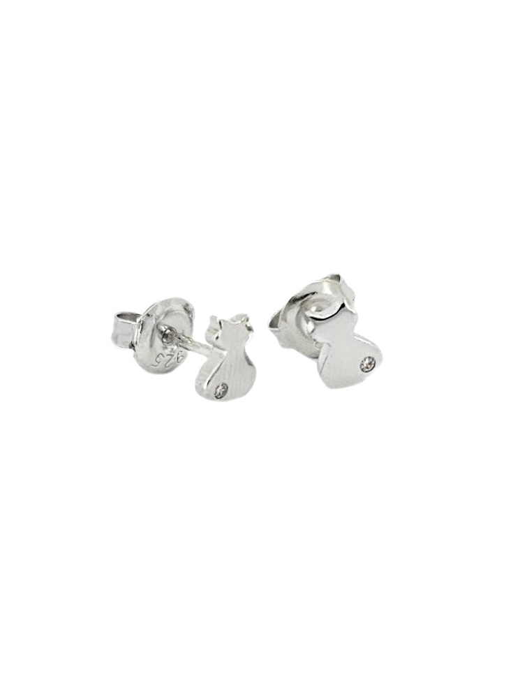 ol&co Silver Cat Stud Earrings