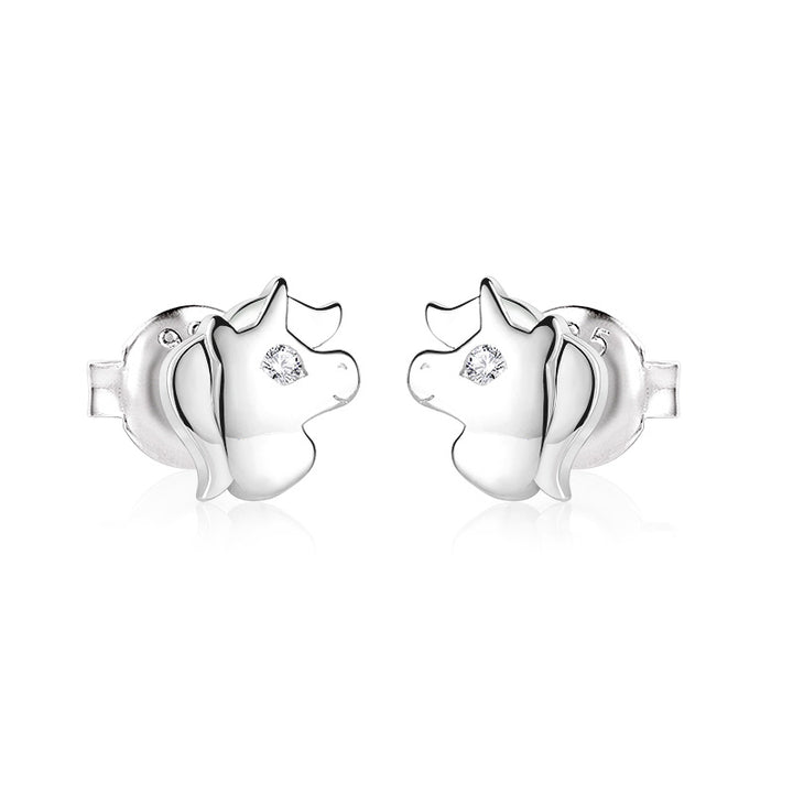 ol&co Silver Unicorn Stud Earrings